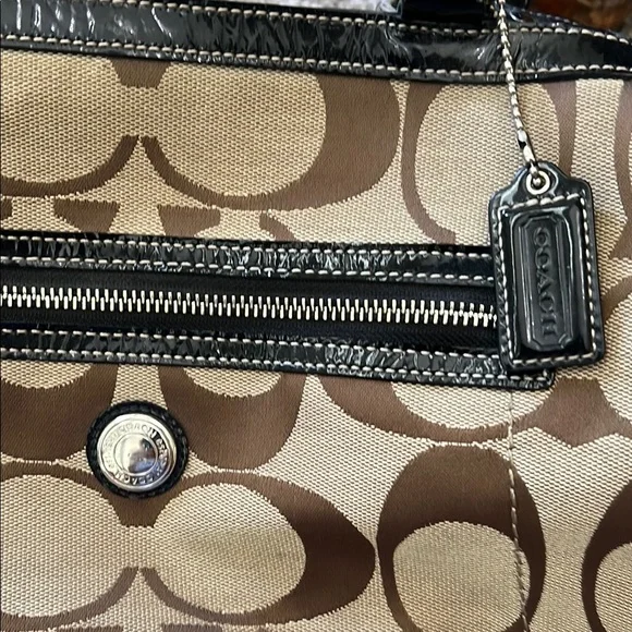 Coach Brown and Black Shoulder Bag with Signature Monogram - Picture 3 of 9